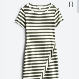 Market & Spruce Brigitte Knit Dress, NWOT, XLP, Olive and White Stripes